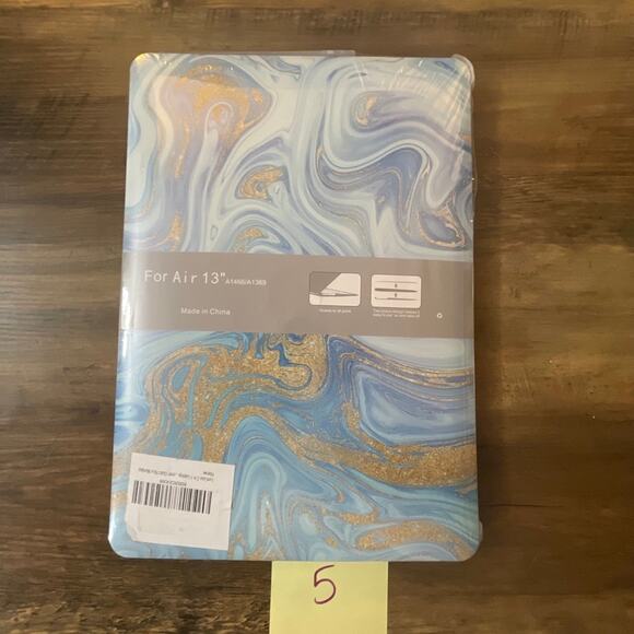 MacBook Air 13” 2010-2017 blue/gold swirls design hardshell case - Picture 3 of 3